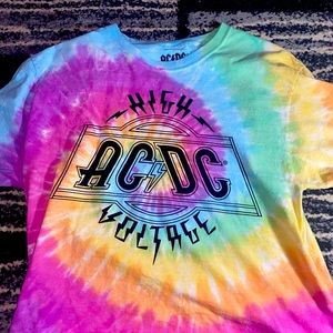 AC/DC tye dye cropped t shirt